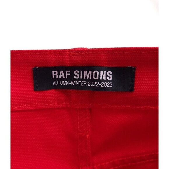 Raf Simons Logo Plaque Straight-leg Denim Trousers M Red New - Picture 10 of 16